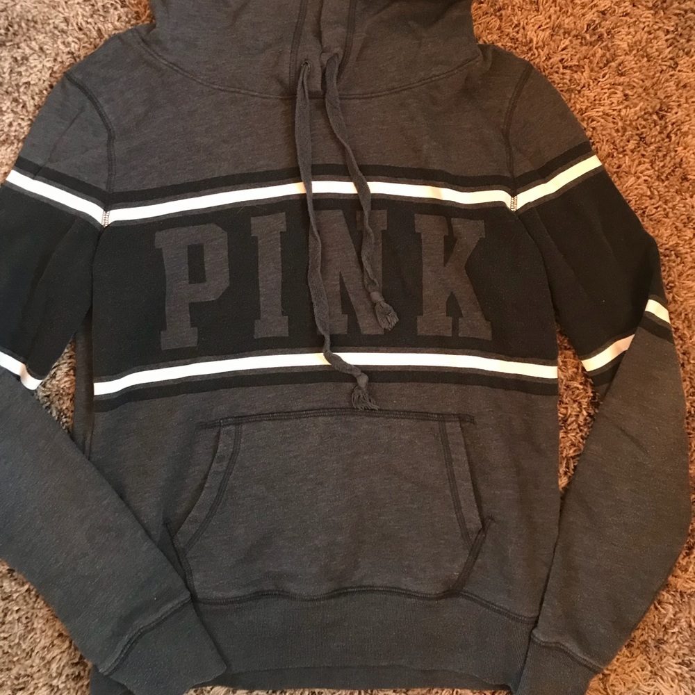 Victoria’s Secret Pink Grey Stripe Sweatshirt - XS